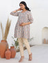 Cream Pure Cotton Geometric Printed A-line Maternity Tunic